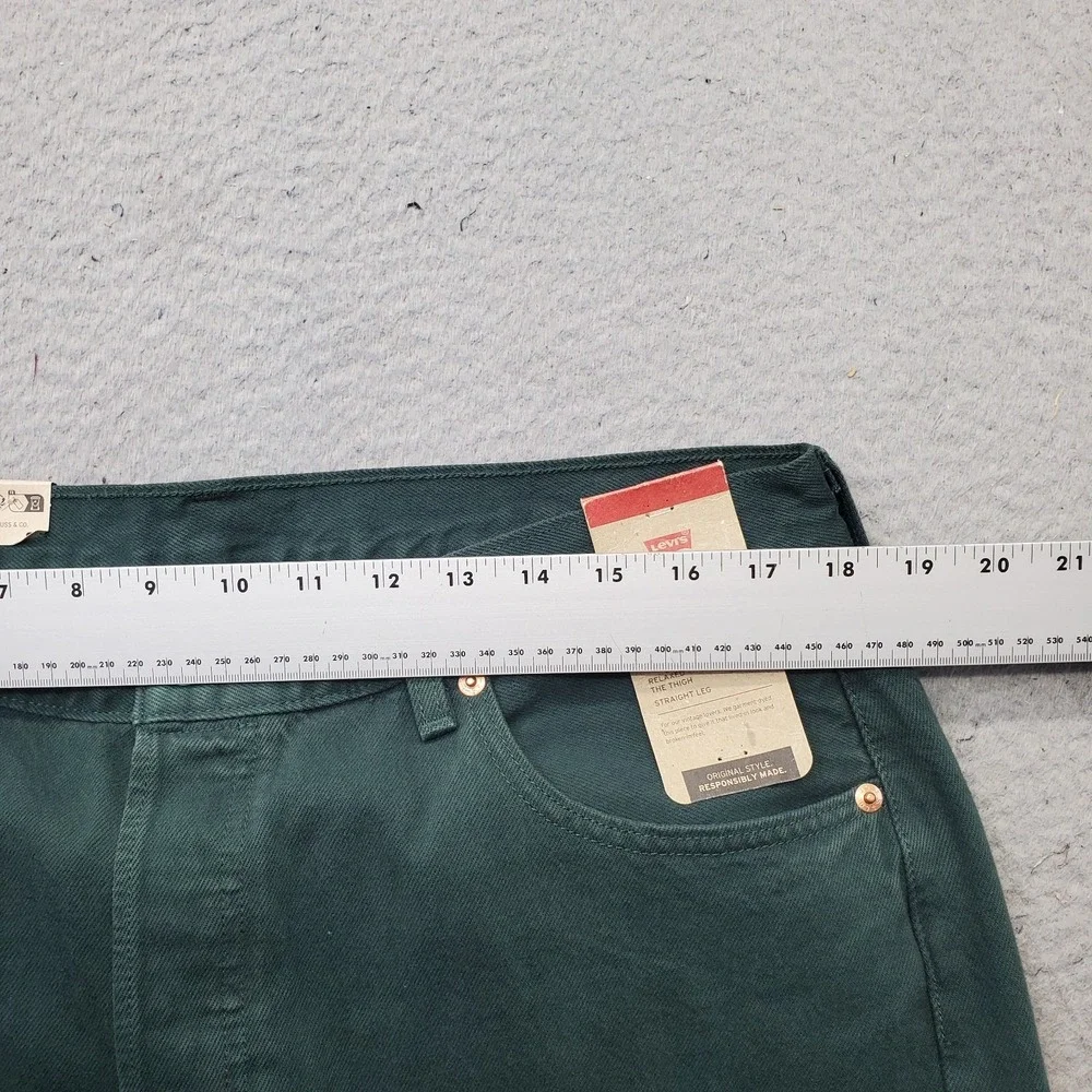 Levi's Straight Jeans Mens 36x30 Green Relaxed Fit Through The Thigh Button Fly